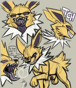 animal_genitalia balls beckoning black_tongue bodily_fluids body_in_mouth dripping fangs fangs_bared feral feral_pred genital_fluids genitals gesture lipsticking male male_pred mouth_shot open_mouth oral_vore penis precum precum_drip quadruped sheath size_difference snorting swallowing teeth text tongue tongue_out toothy_grin vore arkailart nintendo pokemon eeveelution generation_1_pokemon jolteon pokemon_(species) rattata absurd_res bust_portrait english_text hi_res portrait
