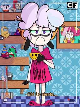 clothing container cup female footwear looking_at_viewer pattern_background photo purple_eyes shirt shoes simple_background slippers solo t-shirt text topwear crayola_foster ambient_among_us among_us innersloth ratchet_and_clank sony_corporation sony_interactive_entertainment disady rivet_(ratchet_and_clank) bovid caprine humanoid mammal sheep 3:4 absurd_res english_text hi_res