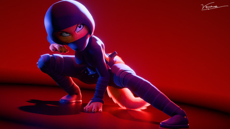 angry anthro clothing crouching female fighting_pose fur hood mask pose red_body red_fur tail vermilionrenderworks dreamworks the_bad_guys diane_foxington canid canine fox mammal 16:9 4k absurd_res hi_res widescreen