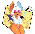 aliasing anthro bat breasts chipxdip clothed clothing digital_media_(artwork) eyes_closed eyeshadow female makeup mammal markings mole_(marking) nipple_outline open_mouth panties pantsless rouge_the_bat sega shirt solo sonic_the_hedgehog_(series) topwear underwear wings yawn