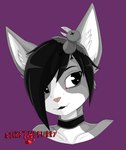 anthro black_eyes black_hair female fur grey_body grey_fur hair solo spike_the_furry dead_bird evelyne_(spikethefurry) felid feline mammal