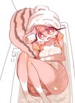 anthro bath bathing bathtub blush breasts butt convenient_censorship covering covering_breasts covering_self female looking_at_viewer lying navel nude on_back solo tail towel towel_on_head towel_only water kgs701 namuta mammal rodent sciurid tree_squirrel hi_res