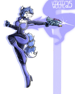 aiming aiming_weapon anthro belt blaster blue_body blue_clothing blue_ears blue_fur blue_hair boots breasts chest_tuft circlet clothing curvy_figure dipstick_tail facial_tuft female footwear fur hair high_heeled_boots high_heels hourglass_figure markings midair multicolored_body multicolored_fur one_eye_closed shoes simple_background skinsuit solo tail tail_markings tail_tuft teeth tight_clothing tuft weapon white_body white_fur vividwolfe nintendo star_fox krystal_(star_fox) canid canine fox mammal 2025 digital_drawing_(artwork) digital_media_(artwork) hi_res