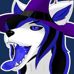 anthro bodily_fluids clothed clothing fangs fur glowing glowing_body glowing_eyes hair hat headgear headwear looking_at_viewer magic_user male open_mouth saliva saliva_string simple_background smile solo teeth teeth_showing tongue tongue_out white_body white_fur witch_hat pyrecrimson zephyrcrimson_(pyrecrimson) canid canine fox mammal 1:1 alpha_channel digital_media_(artwork)