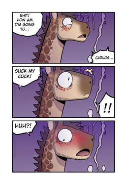 anthro blush brown_body brown_hair brown_mane cum_on_wall dialogue exclamation_point flustered hair inviting_to_oral male mane name_in_dialogue offscreen_character solo speech_bubble text three_frame_image wide_eyed t0l0k andrew_(t0l0k) giraffe giraffid mammal absurd_res comic english_text hi_res multiple_scenes