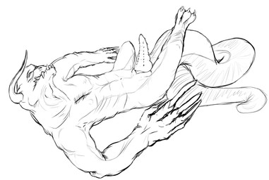 animal_genitalia animal_penis erection feral frill_(anatomy) genital_slit genitals knot male membrane_(anatomy) membranous_frill multi_genitalia multi_knot nude penis semi-anthro simple_background solo studs tail white_background ask-a-deathclaw_(artist) fallout microsoft deathclaw scalie 2015 absurd_res hi_res monochrome unavailable_at_source