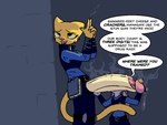 ahegao anthro belt_buckle big_penis blue_clothing blue_outfit blush bodily_fluids buckle circumcised clothed clothing covered_face dialogue duo female finger_gun foreskin fur genital_fluids genitals gesture grey_body grey_fur half-closed_eyes hand_gesture hiding_behind_wall huge_penis hyper hyper_genitalia hyper_penis intersex knee_guards leaking_precum looking_pleasured musk musky_penis narrowed_eyes notebook penis penis_poking_out police police_uniform precum raised_arm simple_background solo_focus steam tail text tongue tongue_out topwear uniform vest wrist_guards yellow_body yellow_fur general_proton disney microsoft prequel_adventure the_elder_scrolls zootopia judy_hopps katia_managan felid khajiit lagomorph leporid mammal rabbit 4:3 english_text