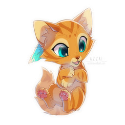 blue_eyes brown_nose cheek_tuft chibi dipstick_tail eyelashes facial_tuft feather_accessory female feral fur inner_ear_fluff looking_away markings midair open_mouth orange_body orange_fur orange_stripes pawpads pink_pawpads simple_background solo striped_body striped_fur striped_markings striped_tail stripes tail tail_markings teeth tuft white_background azzai domestic_cat felid feline felis mammal tabby_cat 1:1 colored digital_drawing_(artwork) digital_media_(artwork) shaded