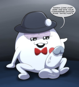 balls big_penis bow_tie brain clothing dialogue genitals hat hat_only headgear headgear_only headwear headwear_only humanoid_genitalia humanoid_penis machine male mostly_nude not_furry organs penis requesting sex_request simple_background sitting solo spread_legs spreading text tepigfan101 the_hundred_line:_last_defense_academy sirei robot absurd_res english_text hi_res