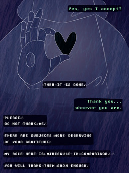 5_fingers abstract_background ambiguous_gender anthro biped blue_background clothed clothed_anthro clothing dialogue disembodied_hand duo ellipsis exclamation_point fingers floppy_ears heart_symbol hole_in_hand male mostly_offscreen_character scarf simple_background speech_bubble talking_to_another text cranky2306 deltarune undertale undertale_(series) gaster ralsei bovid caprine darkner goat mammal 2025 3:4 absurd_res comic english_text hi_res