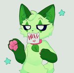 :3 anthro big_pawpads black_eyes cheek_tuft claws collar facial_tuft feet female fur green_body green_fur head_tuft hindpaw leaf leaf_pendant pawpads paws pink_collar simple_background solo sticker tuft ki_kidrew nintendo pokemon ivy_(ki_kidrew) domestic_cat felid feline felis generation_9_pokemon mammal meowscarada pokemon_(species) absurd_res hi_res