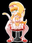 anthro blonde_hair breasts clothing female footwear garter_belt garter_straps green_eyes hair high_heels nurse_clothing pose shoes solo cranebear jessica_young_melis domestic_cat felid feline felis mammal absurd_res alpha_channel hi_res pinup