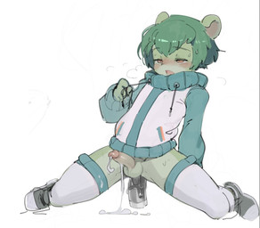 anal anal_masturbation anal_penetration anthro balls blush bodily_fluids bottomless breath clothed clothing clothing_cord cum dildo dildo_in_ass dildo_insertion drawstring ejaculation erection footwear fur genital_fluids genitals green_body green_fur green_hair hair half-closed_eyes hand_on_ground humanoid_genitalia humanoid_penis jacket legwear lube_drip male masturbation narrowed_eyes object_in_ass open_mouth orange_eyes panting penetration penis riding_dildo round_ears sex_toy sex_toy_in_ass sex_toy_insertion shoelaces shoelaces_untied shoes simple_background sneakers solo spread_legs spreading stockings topwear toying_self vibrator white_clothing puinkey_(artist) bear mammal hi_res