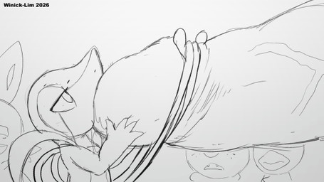 4_fingers ambiguous_anthro ambiguous_gender anthro beak beak_closed being_watched biped bodily_fluids cheek_tuft erection facial_tuft fangs fellatio fingers foreskin genital_fluids genitals glans group humanoid_genitalia humanoid_penis isembodied_penis long_ears looking_at_another looking_at_genitalia looking_at_penis male male/ambiguous mouth_closed nude nude_ambiguous nude_anthro open_mouth oral penile penis plant pupils retracted_foreskin saliva saliva_string sex simple_background teeth text tongue tuft vein veiny_penis vinejob vines winick-lim nintendo pokemon avian generation_5_pokemon generation_8_pokemon generation_9_pokemon lagomorph mammal oshawott pokemon_(species) quaxly scalie scorbunny snivy 16:9 2026 2d_animation animated artist_name black_and_white digital_drawing_(artwork) digital_media_(artwork) frame_by_frame loop monochrome widescreen