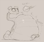 abdominal_bulge belly big_belly bloated feeding female feral food huge_belly hyper hyper_belly legless solo stuffing text susfishous dreamworks kung_fu_panda master_viper reptile scalie snake viper 2020 monochrome