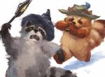 anthro clothing duo hat headgear headwear humanoid_hands male one_eye_closed wink racoonwolf league_of_legends riot_games tencent teemo_(lol) veigar mammal procyonid raccoon 2011