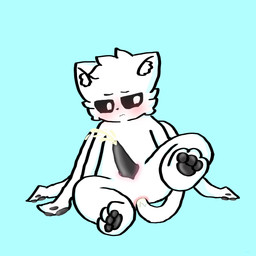 anal anal_masturbation anal_penetration anus black_pawpads blue_background blush bodily_fluids cum cumshot ejaculation frown fur genital_fluids genitals male masturbation pawpads penetration penis raised_leg simple_background sitting tentacle_penetration tentacles white_body white_fur yaminsss changed_(video_game) squid_dog_(changed) aquatic canid cephalopod coleoid decapodiform goo_creature living_latex mammal mollusk squid 1:1 absurd_res hi_res