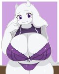 2020 4:5 5_fingers absurd_res anthro big_breasts blush boss_monster_(undertale) bovid bow_panties bow_underwear bra breasts caprine cleavage clothed clothing fangs female fingers hi_res horn huge_breasts lingerie long_ears mammal mature_anthro mature_female nervous panties purple_bra purple_clothing purple_eyes purple_lingerie purple_panties purple_underwear runbasamba shy solo teeth thick_thighs toriel undertale undertale_(series) underwear