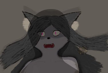 anthro black_hair duo female fur grey_body grey_fur hair imminent_sex inner_ear_fluff looking_at_another magic_user nude on_ground open_mouth purple_eyes questionable_consent scared simple_background tuft miles_rosebh anon miles_amanda_rose_(miles_rosebh) canid canine fox mammal 2025 watermark