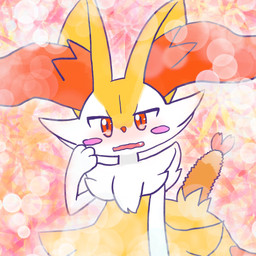 ambiguous_anthro ambiguous_gender anthro biped blush blush_stickers blushing_profusely cute_fangs dipstick_tail fangs food front_view hand_to_face looking_at_viewer markings object_in_tail open_mouth shrimp_(food) simple_background solo standing tail tail_markings teeth wavy_mouth annyui0611 nintendo pokemon braixen canid generation_6_pokemon mammal pokemon_(species) 1:1 2024 digital_drawing_(artwork) digital_media_(artwork) half-length_portrait hi_res japanese_description portrait translated_description