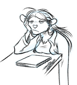 anthro breast_rest breasts disappointed female grumpy looking_at_viewer notebook pen pencil_(object) simple_background solo unsigned white_background conditional_dnp ratte norve mammal murid murine rat rodent 2016 digital_drawing_(artwork) digital_media_(artwork) low_res reaction_image sketch