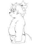 anthro asian_clothing belly clothed clothing east_asian_clothing fundoshi japanese_clothing male side_view slightly_chubby solo topknot topless topless_anthro topless_male underwear young zimsanada2 lifewonders tokyo_afterschool_summoners masashi_(tas) canid canine canis domestic_dog mammal hi_res monochrome sketch