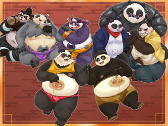 3_fingers 3_toes 4_fingers 4_toes alcohol anthro arm_wrestling armlet asian_clothing back_fat back_hump background_signs backwards_baseball_cap backwards_hat bamboo bamboo_stick bandage bangs baseball_cap beer beer_bottle belly belt belt_pouch beverage big_belly big_cheeks big_hands big_hump black_arms black_body black_chest black_clothing black_ears black_eyes black_feet black_fur black_hair black_jacket black_legs black_nails black_nose black_paws black_topwear black_white_body blue_bottomwear blue_clothing blue_eyewear blue_glasses blue_jacket blue_pants blue_topwear blush bodily_fluids boiling boiling_water bottle bottomwear bracelet breasts brewing brown_arms brown_belt brown_bottomwear brown_clothing brown_ears brown_feet brown_heart brown_nails brown_pants brown_paws chopsticks cigarette claws clothed clothing colored_nails container cooking cooking_with_body cosplay crossover_cosplay crossover_ship deep_navel drinking drinking_beer dumplings ears_up east_asian_clothing eyewear facial_scar fatty_humps feet fighting_back fingers food food_fetish food_play fur gesture glasses gold_(metal) gold_armband gold_armlet gold_armwear gold_jewelry gold_necklace green_bottomwear green_clothing green_eyes green_jacket green_pants green_topwear grey_arms grey_body grey_body_hair grey_chest grey_ears grey_feet grey_fur grey_hair grey_heart grey_legs grey_paws grin grinding_on_face group hair half-moon_on_belly half_moon hand_on_shoulder hands_grab hands_touching happy hat headgear headpat headwear heart_symbol hearts_around_head high_five hug hugging_another hugging_from_behind humanoid_hands humped_back jacket japanese_clothing jewelry kemono leaf leaf_on_belly lingerie long_hair looking_at_another love male male/male mawashi meat mixing moobs moon musclegut muscular muscular_anthro muscular_arm muscular_arms muscular_male nails navel navel_fetish navel_penetration necklace nipples noodles obese obese_anthro obese_humanoid obese_male oil overweight overweight_anthro overweight_humanoid overweight_male pants partially_clothed party party_time paws penetration pink_background pink_nipples police_badge ponytail purple_arms purple_body purple_ears purple_eyes purple_eyewear purple_fur purple_glasses purple_hair purple_heart purple_legs purple_mawashi purple_navel red_clothing red_eyewear red_glasses red_lingerie red_scarf salute scar scarf sharing sharing_clothing sharing_food shirt simple_background smile smoking smoking_cigarette stirring sumo sumo_wrestler sweat sweaty_arms t-shirt teeth_showing tied_trunk toes tongue topless topwear trouser vein veiny_arms veiny_muscles wearing_glasses white_belly white_body white_cheeks white_chest white_eyes white_fur white_hair yellow_clothing yellow_eyes yellow_heart yellow_shirt yellow_t-shirt yellow_topwear 96panda bandai_namco beastars blizzard_entertainment digimon digimon_beatbreak digital_monsters dreamworks kung_fu_panda lifewonders mihoyo mists_of_pandaria nintendo pokemon ranma_1/2 studio_montagne tokyo_afterschool_summoners warcraft zenless_zone_zero alp_(tas) chen_stormstout genma_saotome goronda gouhin_(beastars) master_po_ping pan_yinhu aquatic arthropod bear digimon_(species) felid fish generation_6_pokemon giant_panda humanoid mammal pandamon pandaren pangoro pokemon_(species) qinling_panda 2026 absurd_res crossover english_description hi_res