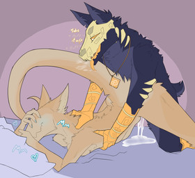 abdominal_bulge all_fours anthro ass_up bed blind bodily_fluids bone breast_squish breasts cum cum_drip cum_inside disability doggystyle dripping duo eyeless female female_penetrated fingers flustered from_behind_position fur furniture genital_fluids genitals jewelry knotting leapfrog_position long_snout long_tail male male/female male_penetrating male_penetrating_female moan mute neck_tuft necklace noseless nude paws penetration penile penile_penetration penis_in_vagina pinned pose prehensile_tail raised_tail runes sex shy simple_background skull small_tail smile snout spreading squish tail tail_tuft text tongue tongue_out tuft vaginal vaginal_knotting vaginal_penetration vulva coffaebeans croix_(doughtea) pinto_(doughtea) canid canine canis clodespin_(species) cryptid domestic_dog hybrid mammal skulldog_(species) absurd_res hi_res