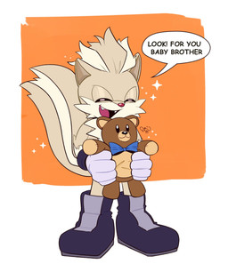 anthro biped boots cheek_tuft clothing dialogue eyes_closed facial_tuft fangs fluffy fluffy_tail footwear front_view fur geometric_background gloves handwear head_tuft holding_object holding_plushie male open_mouth orange_background plushie red_nose shoes simple_background smile solo speech_bubble standing tail tan_body tan_fur tan_tail teddy_bear teeth text tuft white_background year young young_anthro young_male hrm_ly07 idw_publishing sega sonic_the_hedgehog_(comics) sonic_the_hedgehog_(idw) sonic_the_hedgehog_(series) tumble_the_skunk mammal mephitid skunk 2022 english_text full-length_portrait hi_res portrait