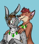 anthro asinus blush canid canine clothed clothing donkey donkeyhike duo equid equine fox hike_(character) jewelry kami_(disambiguation) licking love male male/male mammal necklace siron tongue tongue_out topless