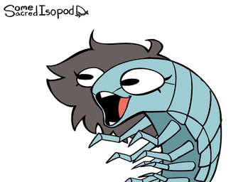 ambiguous_gender blue_body brown_hair feral fluffy fluffy_hair hair looking_at_viewer multi_leg multi_limb simple_background solo white_background somesacredbird pogchamp somesacredisopod arthropod crustacean isopod malacostracan 2022 digital_drawing_(artwork) digital_media_(artwork) hi_res meme