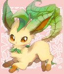 ambiguous_gender brown_eyes claws feral floral_background flower fur paws plant solo tail yellow_body yellow_fur ineka nintendo pokemon eeveelution generation_4_pokemon leafeon pokemon_(species) 2023 hi_res