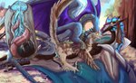 abdominal_bulge animal_genitalia bisexual black_body black_claws black_horn black_knot black_scales blue_body blue_cum blue_membrane blue_scales bodily_fluids claws colored_cum cum cum_in_pussy cum_inside double_penetration entwined_penises erection feathers female feral frottage frottage_in_pussy genital_fluids genital_slit genitals group horn knot male male/female male/male membrane_(anatomy) membranous_wings penetration penile penis pink_knot pink_penis purple_membrane scales sex trio unusual_bodily_fluids unusual_cum unusual_genital_fluids vaginal vaginal_penetration white_body white_scales wings hollyvardia mythology hollyvardia_(character) saber_(saber15) satyto deinonychus dinosaur dragon dromaeosaurid feathered_dinosaur feathered_scalie mythological_creature mythological_scalie prehistoric_species reptile scalie theropod hi_res