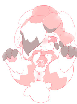 anus blush breasts butt cherry chibi claws clothing dessert female food fruit fur genitals hair hat headgear headwear kemono pawpads plant red_body red_fur small_breasts solo toe_claws vulva white_body white_fur white_hair nakimayo nintendo pokemon generation_7_pokemon lycanroc midnight_lycanroc pokemon_(species) absurd_res hi_res