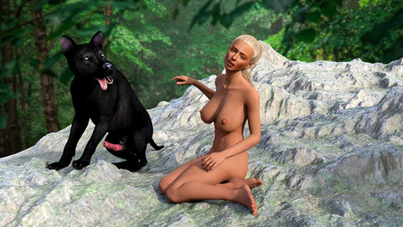 animal_genitalia animal_penis athletic bestiality big_breasts blonde_hair breasts canine_genitalia erection female feral forest genitals gesture hair hand_gesture looking_at_viewer male male/female nipples nude outside penis plant pointing realistic_feral rock shocked surprised tree jollybizz hannah_palmer canid canine canis human hybrid mammal wolf 16:9 3d_(artwork) digital_media_(artwork) hi_res widescreen