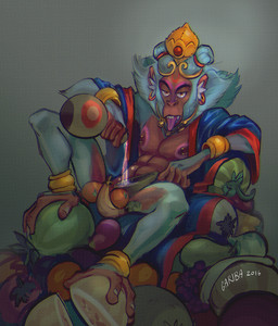 anthro banana convenient_censorship food fruit male plant solo suggestive gariba haplorhine mammal monkey primate 2016