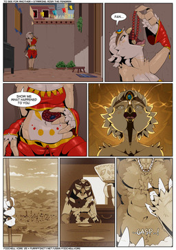 anthro beak clothing female group male object_vore outside red_clothing speech_bubble text trio vore fidchellvore avian canid canine canis mammal wolf 2025 comic