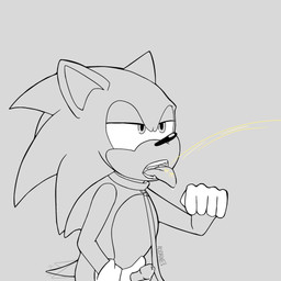 anthro bodily_fluids collar drinking drinking_urine fangs genital_fluids half-closed_eyes leash leashed_collar male narrowed_eyes penis_in_hand solo teeth tongue tongue_out urine urine_in_mouth urine_stream watersports kodaine sega sonic_the_hedgehog_(series) sonic_the_hedgehog eulipotyphlan hedgehog mammal 1:1 hi_res monochrome
