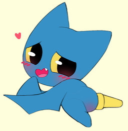 amputee anthro blush disability female heart_symbol looking_back lying on_front open_mouth pegleg presenting simple_background solo yellow_background yellow_eyes young young_anthro pururing cartoon_network mao_mao:_heroes_of_pure_heart adorabat bat mammal 2019