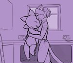 anthro carrying_another duo female hug kitchen male emikochan emikochan_(character) oskar_(2ndvoice) bovid caprine felid hybrid lizard mammal reptile scalie sheep digital_drawing_(artwork) digital_media_(artwork) hi_res