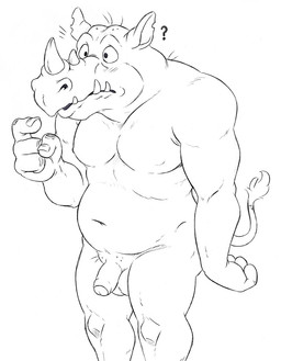 anthro balls blush foreskin genitals horn humanoid_genitalia humanoid_penis male navel nipples notched_ear nude penis simple_background solo tail brainsister teenage_mutant_ninja_turtles rocksteady mammal rhinoceros digital_media_(artwork) hi_res line_art