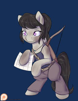 arrow_(weapon) biped black_hair bow_(weapon) clothing cosplay female feral fur grey_body grey_fur hair jewelry map necklace patreon_logo purple_eyes quiver_(object) ranged_weapon simple_background solo text transparent_background weapon website_logo alasou friendship_is_magic hasbro my_little_pony patreon tomb_raider lara_croft octavia_(mlp) earth_pony equid equine horse mammal pony 2015 alpha_channel hi_res url