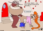 age_difference anthro black_nose bodily_fluids bottomless bottomwear bottomwear_down brown_body brown_fur clothed clothing dialogue doggystyle duo female female_penetrated fluffy fluffy_tail from_behind_position fur genital_fluids hat headgear headwear heart_symbol male male/female male_penetrating male_penetrating_female older_male open_clothing open_mouth open_shirt open_topwear panties panties_down pants pants_down partially_clothed penetration red_nose scut_tail sex shirt short_tail tail text toony topwear underwear underwear_down vaginal_fluids young young_female younger_female kthanid_(artist) chip_'n_dale_rescue_rangers disney chip_(disney) tammy_squirrel chipmunk ground_squirrel mammal rodent sciurid tree_squirrel 1998 english_text