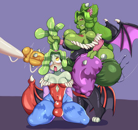 3_fingers all_the_way_through animal_genitalia animal_penis balls bat_wings big_balls big_breasts big_penis blush bodily_fluids bouncing_balls breast_squish breasts bulge cactus claws clothing cosplay cum cum_in_clothing cum_through_clothing daikon_radish drooling duo ear_penetration equine_genitalia equine_penis excessive_cum excessive_genital_fluids eye_roll fingers flower food genital_fluids genitals green_body green_skin gynomorph hair hair_grab hair_intakes huge_balls huge_breasts huge_penis intersex intersex/intersex kneeling legwear membrane_(anatomy) membranous_wings non-mammal_balls penetration penile penile_penetration penis penis_in_ear plant plant_hair ponytail ponytail_grab pseudo_hair pulling_hair radish red_eyes red_sclera saliva small_breasts spiked_penis spikes spikes_(anatomy) squish tail tears thick_thighs tights toe_claws tongue tongue_out touching_hair vegetable vein veiny_penis wet wet_clothing wings yellow_eyes cactilaine capcom darkstalkers cactilaine_(character) connie_(cactilaine) lilith_aensland morrigan_aensland cactus_creature cactus_humanoid elemental_creature elemental_humanoid flora_fauna humanoid plant_humanoid absurd_res hi_res
