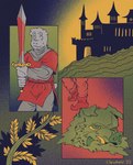 ambiguous_gender anthro blood blood_on_sword blood_on_weapon bodily_fluids branch castle chainmail duo eyebrows green_body grey_body hill holding_melee_weapon holding_object holding_sword holding_weapon knight leaf male melee_weapon pig_nose severed_body_part severed_head sweat sword tongue tongue_out tusks warrior weapon clawheld milgram mammal marine pinniped seal suid suine sus_(pig) wild_boar 2022 dated hi_res
