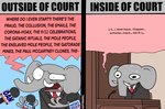 anthro bodily_fluids clothed clothing comparing court dialogue electronics humor male microphone newsmax political_cartoon politics solo suit sweat text tusks yelling happyroadkill fox_news republican george_o._pillsburry republican_elephant elephant elephantid mammal proboscidean 2021 comic digital_drawing_(artwork) digital_media_(artwork) english_text flat_colors hi_res