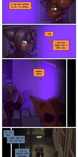 anthro bodily_fluids crying dialogue duo eyewear female glasses group male male/female tears text james_howard patreon agatha_(james_howard) alphonse_(james_howard) jill_(james_howard) richard_(james_howard) canid canine canis cougar domestic_cat domestic_dog felid feline felis mammal wolf absurd_res comic english_text hi_res url