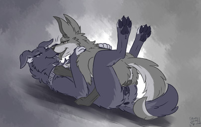 anatomically_correct animal_genitalia animal_vulva anus bedroom_eyes bodily_fluids canine_genitalia canine_vulva collar duo entwined_tails eye_contact female female/female female_feral feral feral_on_bottom feral_on_feral feral_on_top genital_fluids genitals kissing kissing_with_both_sets_of_lips licking_tongue looking_at_another lying narrowed_eyes on_back pawpads paws plump_labia raised_paw saliva seductive sex simple_background tail tail_anus tail_coil three-quarter_view tribadism vaginal vaginal_fluids vulva muskydusky nintendo pokemon betina_(betina-anjing) stea_(muskydusky) generation_3_pokemon mightyena pokemon_(species) romanian_raven_shepherd hi_res