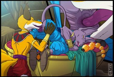 3_tails 5_fingers accessory anal anal_beads anthro anthro_on_anthro anthro_rimmed anthro_rimming anthro_rimming_anthro anus armlet ass_up belt biped black_eyes black_nose blue_belt blue_bottomwear blue_clothing blue_pants bottomwear bracelet brown_body brown_clothing brown_ears brown_footwear brown_hands brown_markings brown_shoes butt buttplug cheek_tuft choker clothed clothed_anthro clothed_male clothed_sex clothing countershade_face countershade_fur countershade_torso countershading cutaway duo ear_piercing egyptian egyptian_clothing facial_tuft fangs feet fingers footwear fur gloves_(marking) gold_(metal) gold_armlet gold_bracelet gold_choker gold_jewelry gold_necklace hairless hand_on_another's_butt hand_on_butt humanoid_hands interspecies jewelry long_tail male male/male male_anthro male_rimmed male_rimming male_rimming_male markings monotone_body monotone_skin multi_tail multicolored_body multicolored_fur narrowed_eyes necklace open_mouth oral pants partially_clothed partially_clothed_anthro partially_clothed_male piercing plantigrade plug_(sex_toy) pointy_shoes purple_belt purple_body purple_nose purple_skin purple_tongue raised_tail red_bottomwear red_clothing red_pants rimming rimming_male sex sex_toy shoes snout tail teeth text tongue tongue_out topless topless_anthro topless_male tuft usekh white_body white_countershading white_fur white_text white_tuft yellow_body yellow_fur yellow_sclera ukent dragon_ball dragon_ball_super beerus liquiir canid canine domestic_cat felid feline felis fox hairless_cat mammal sphynx_(cat) 2019 artist_name dated digital_media_(artwork) hi_res