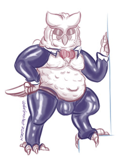 anthro armwear beak bedroom_eyes belly belly_overhang bow_tie bulge cheek_tuft claws clothing costume facial_tuft feather_tuft feathers feet finger_claws g-string hand_on_hip hand_on_wall head_tuft latex latex_armwear latex_clothing latex_legwear legwear looking_at_viewer male moobs narrowed_eyes overweight overweight_male purple_latex reverse_bunny_costume seductive solo tail tail_feathers talon_hands talons toe_claws toes tuft underwear undergreysnest dungeons_and_dragons hasbro wizards_of_the_coast barbertos_troulasorn_(undergreysnest) avian bird great_horned_owl horned_owl owl owlin true_owl 2024 colored_sketch dated signature sketch